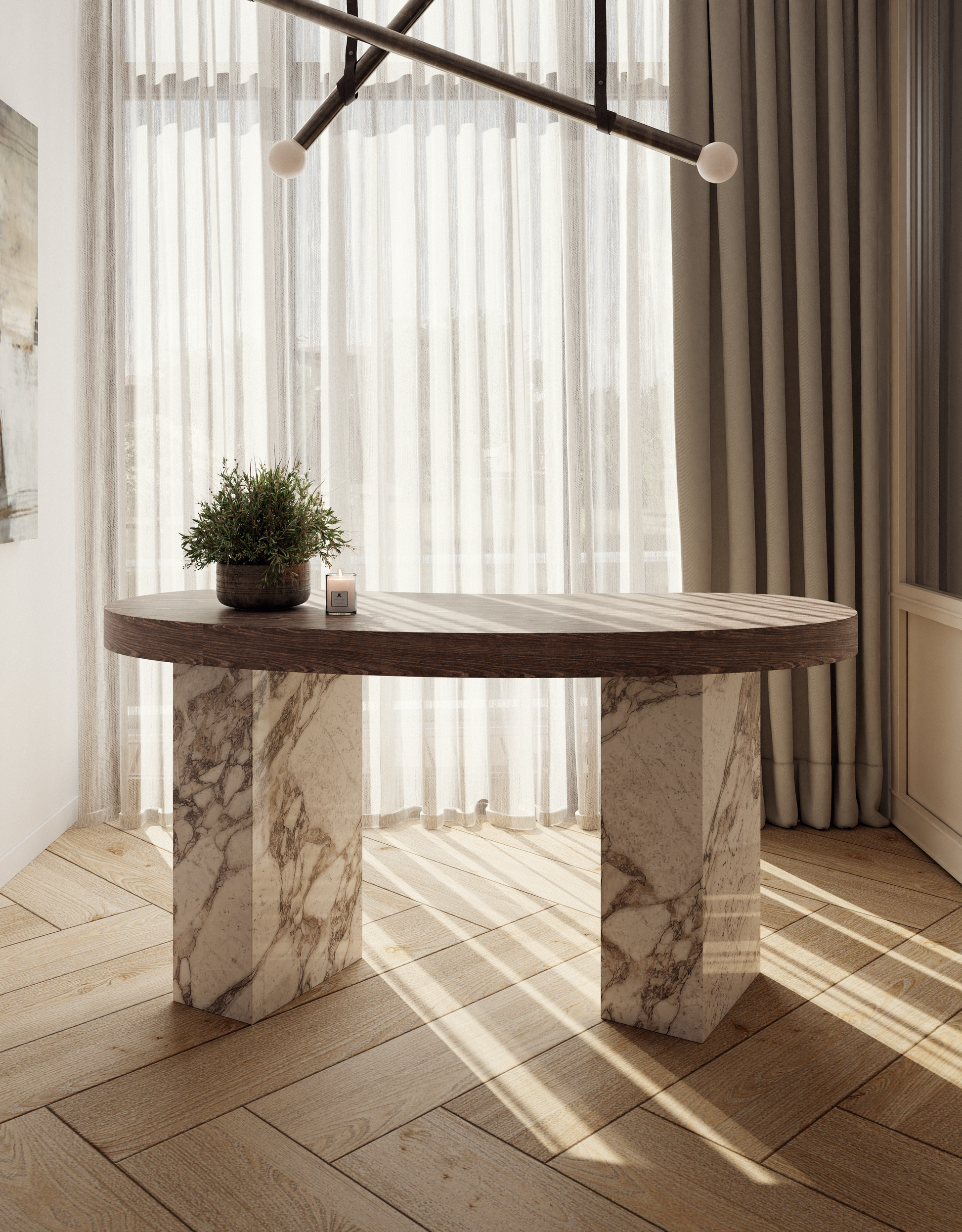 Arabescato Vagli - Dark Walnut